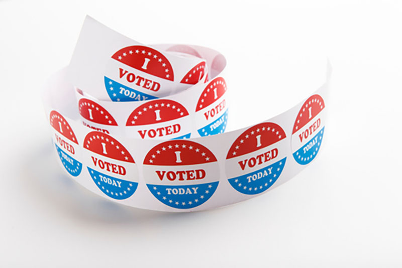White Surface with "I Voted" Stickers